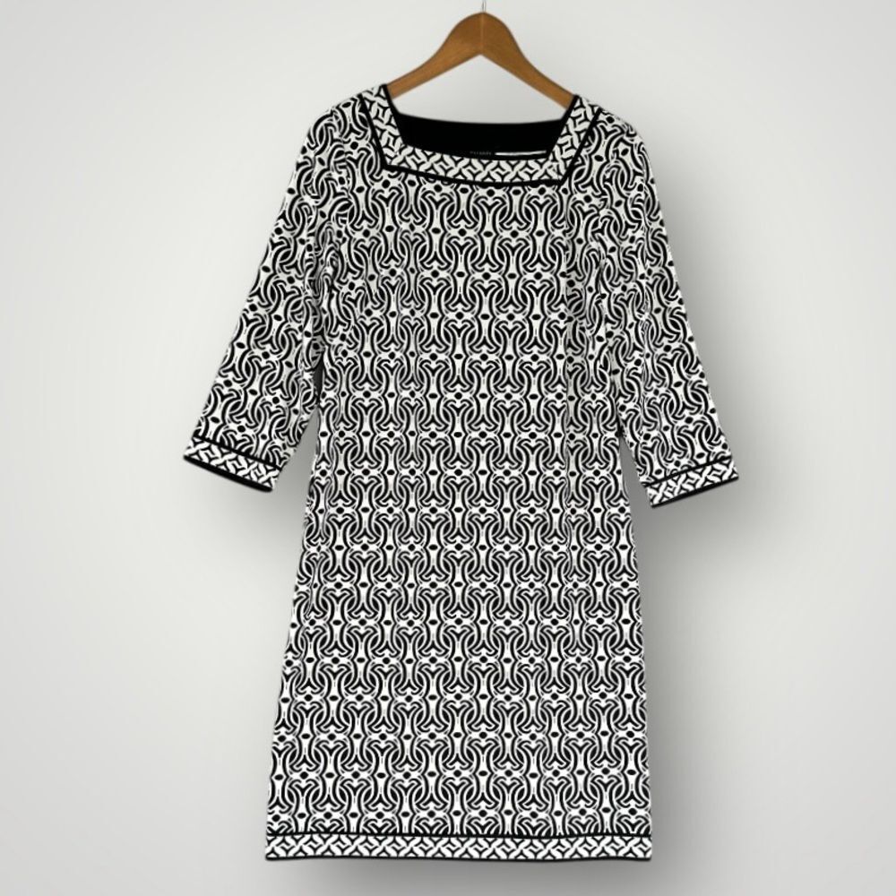 Talbots Black and White Patterned Shift Dress